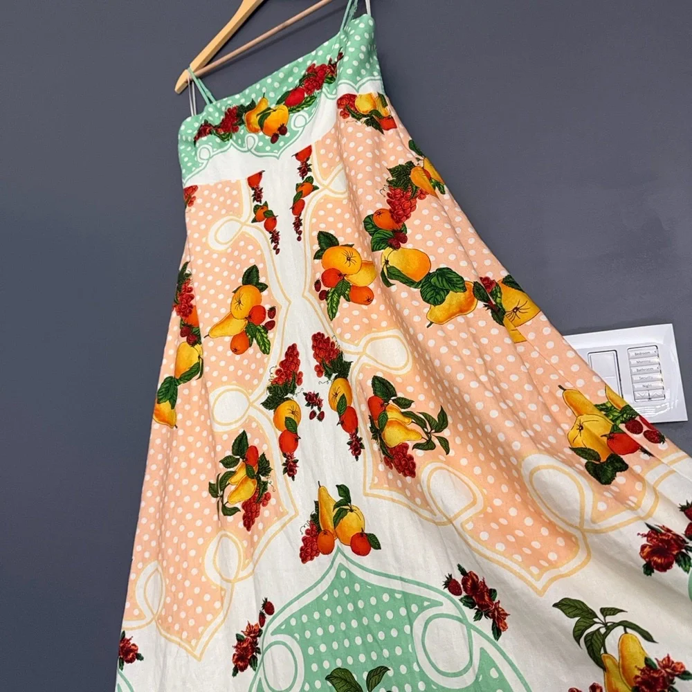 NWT Caroline Constas Linen Cotton Blend Tent Citrus Print Dress